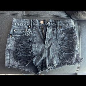 Grayish Black Denim Shorts